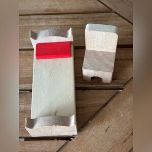 Vintage Wooden Dollhouse Bed & Chair Furniture Set